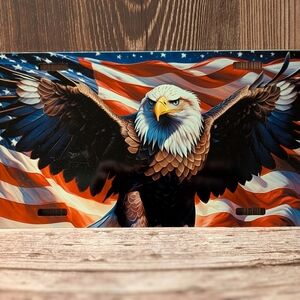 Eagle License Plate with American Flag